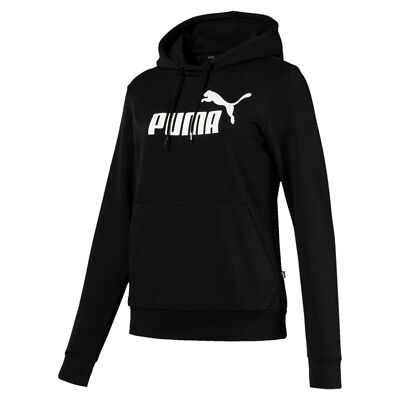 PUMA Women's Essential Logo Hoody TR Cotton Hooded Sweatshirt Black in S M L - NEW