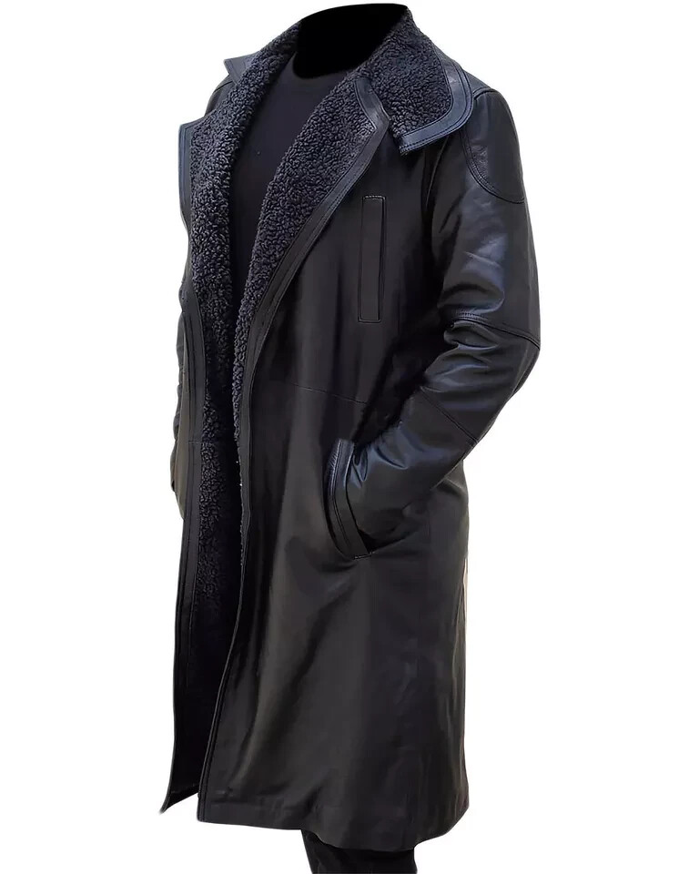 Custom Tailored Blade Runner 2049 Ryan Gosling Genuine Fur Collar Trench Coat image 2