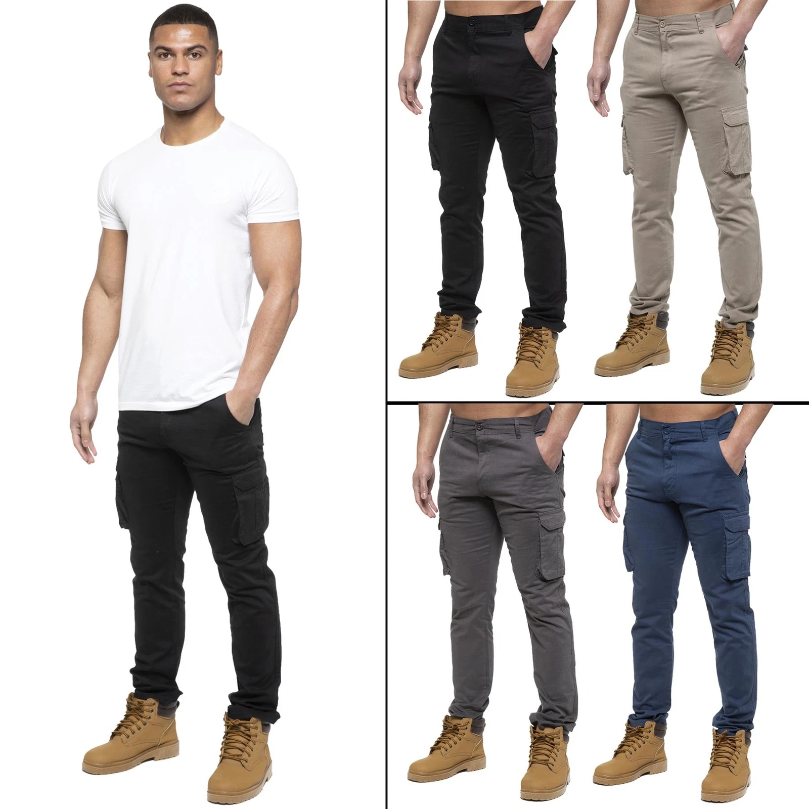 Enzo Cargo Trousers Mens Combat Jeans Chino Cotton Denim Work Wear Pant UK Sizes
Opens in a new wind
