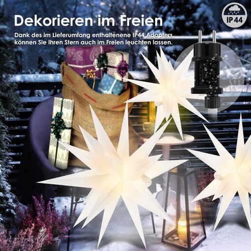 KESSER® Leuchtstern 3D LED Weihnachtsstern Adventsstern Timer für innen & außen - Bild 12 von 18