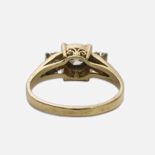 Anello Tre Diamanti Oro Giallo 12K Vintage 0,60ct - Foto 4 di 6