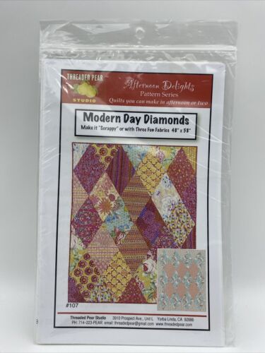 Modern Day Diamonds Quilt Pattern Afternoon Delights Series Threaded Pear Quick - Picture 1 of 2