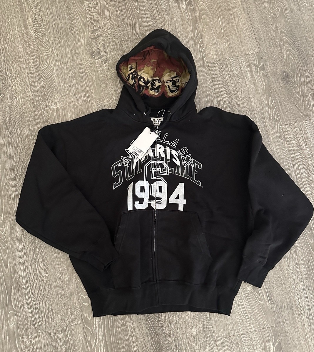 Supreme x Maison Margiela MM6 Black Zip-Up Hoodie Size Large | eBay
