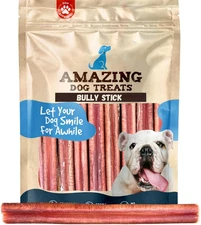 - 6 Inch Medium Size Bully Sticks (25 Count) - Bulk Bully Sticks for Dogs - No H