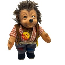 A 1950 Rare Vintage Mecki Steiff New with Tags 7" Male Hedgehog Rubber Face