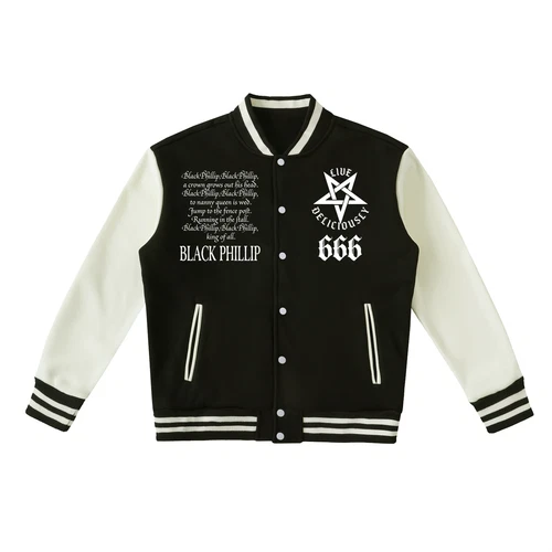 Black Phillip - The VVitch - Unisex Two-Tone Fleeced Varsity Jacket - product listing photo