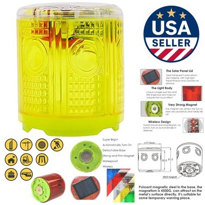 360° Solar LED Warning Light - Super Strong Magnet, Waterproof Safety Signal