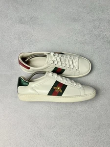 Gucci Ace Chaussures Authentique Cuir Blanc Baskets Femme Taille 37 Semelle Intérieure 24,5 cms