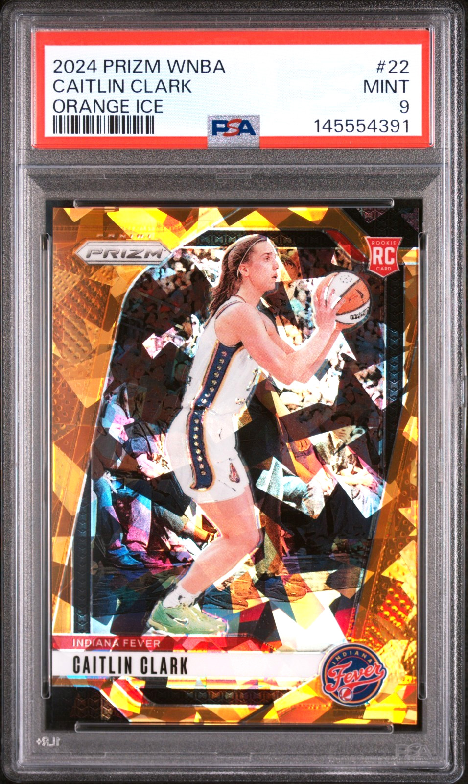 CAITLIN CLARK 2024 PRIZM WNBA ORANGE ICE RC #22 PSA 9 MINT! FEVER HOT #145554391 view 1