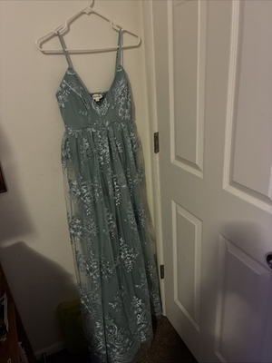 #ad New Without Tags Color Teal Smocked Back Maxi Long Dress. Beautiful Size Small $79.00