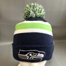 Seattle Seahawks Cuffed Knit Fan Beanie Pom NFL Team Winter Hat '47
