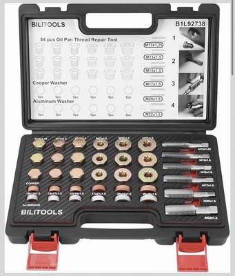 84-Piece Oil Pan Drain Plug Thread Repair Kit M13 M15 M17 M20 M22