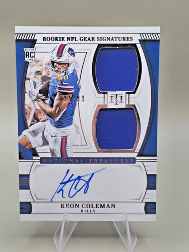 2024 National Treasures Keon Coleman RC Dual Patch On-Card Auto /99 Bills