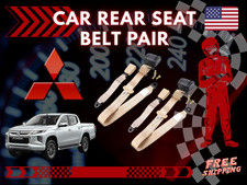 For All Mitsubishi Cars Rear Seat Belts 2pc Robust Safety Reliable Hold Beige