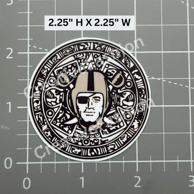 NEW Raiders Football Team Vinyl Aztec Calendar Circle Stickers #7