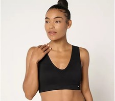 Breezies Seamless Jacquard Back Smoothing Wirefree Bra-Black-Medium-NEW-A692700