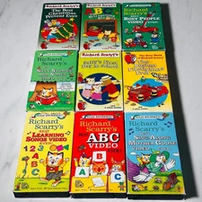 Richard Scarry - VHS Lot of 9 - ABC - Christmas - Firefighters - Silly Stories
