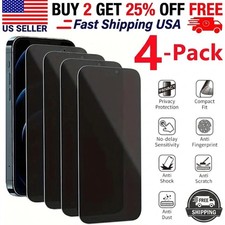 4 Pack for iPhone 17 16 15 14 13 Pro Max Privacy Tempered Glass Screen Protector