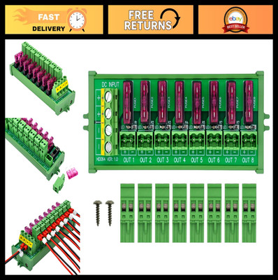 8 Channel Screw Mount Terminal Block Power Distribution Fuse Module DC 5-32V