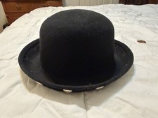 Top Hats Black Bowler Hat Heart Accents Solid Classic Fall Winter Casual