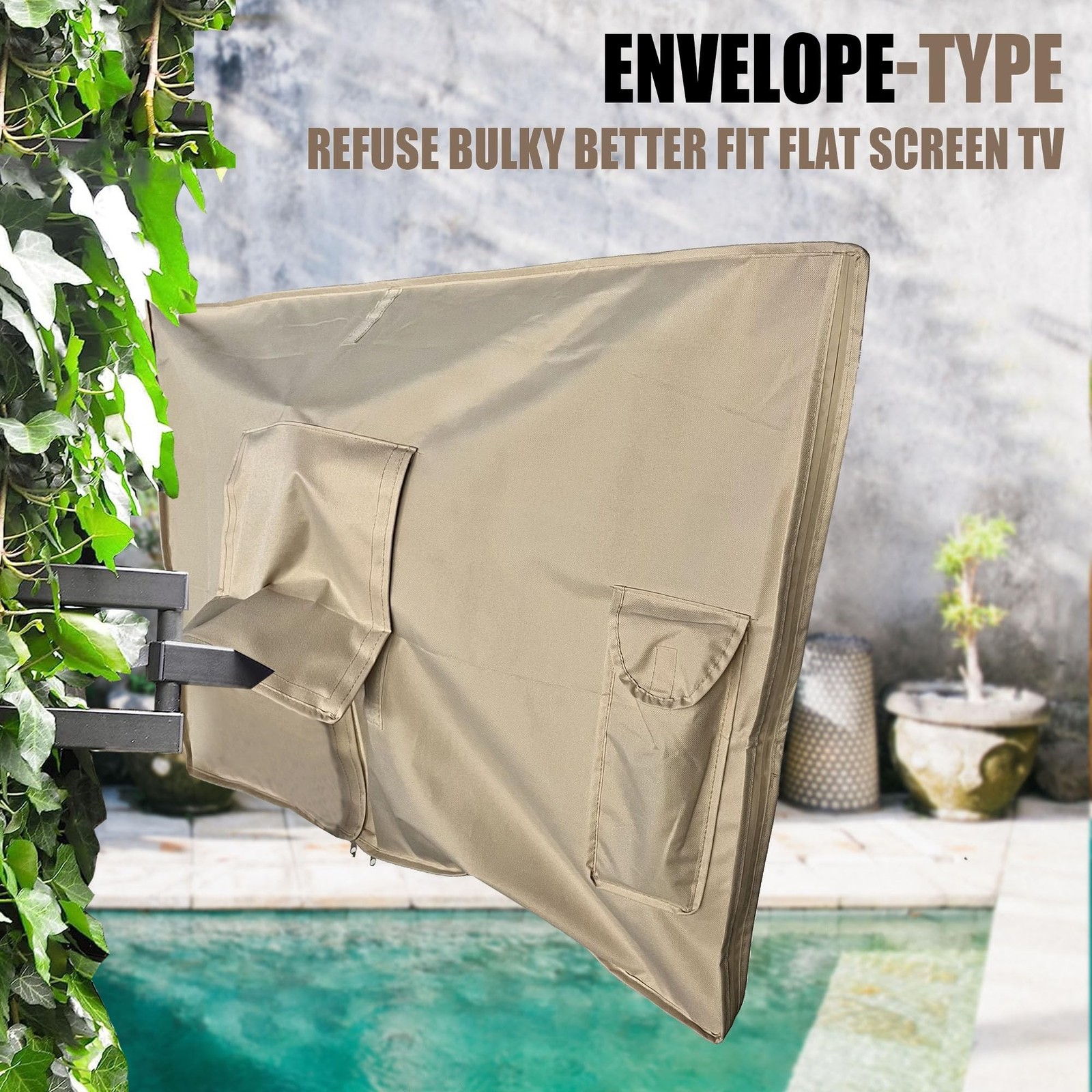IC ICLOVER 43 inch Outdoor TV Cover for Slim TVs, 3 Side Full Zipper Access E...