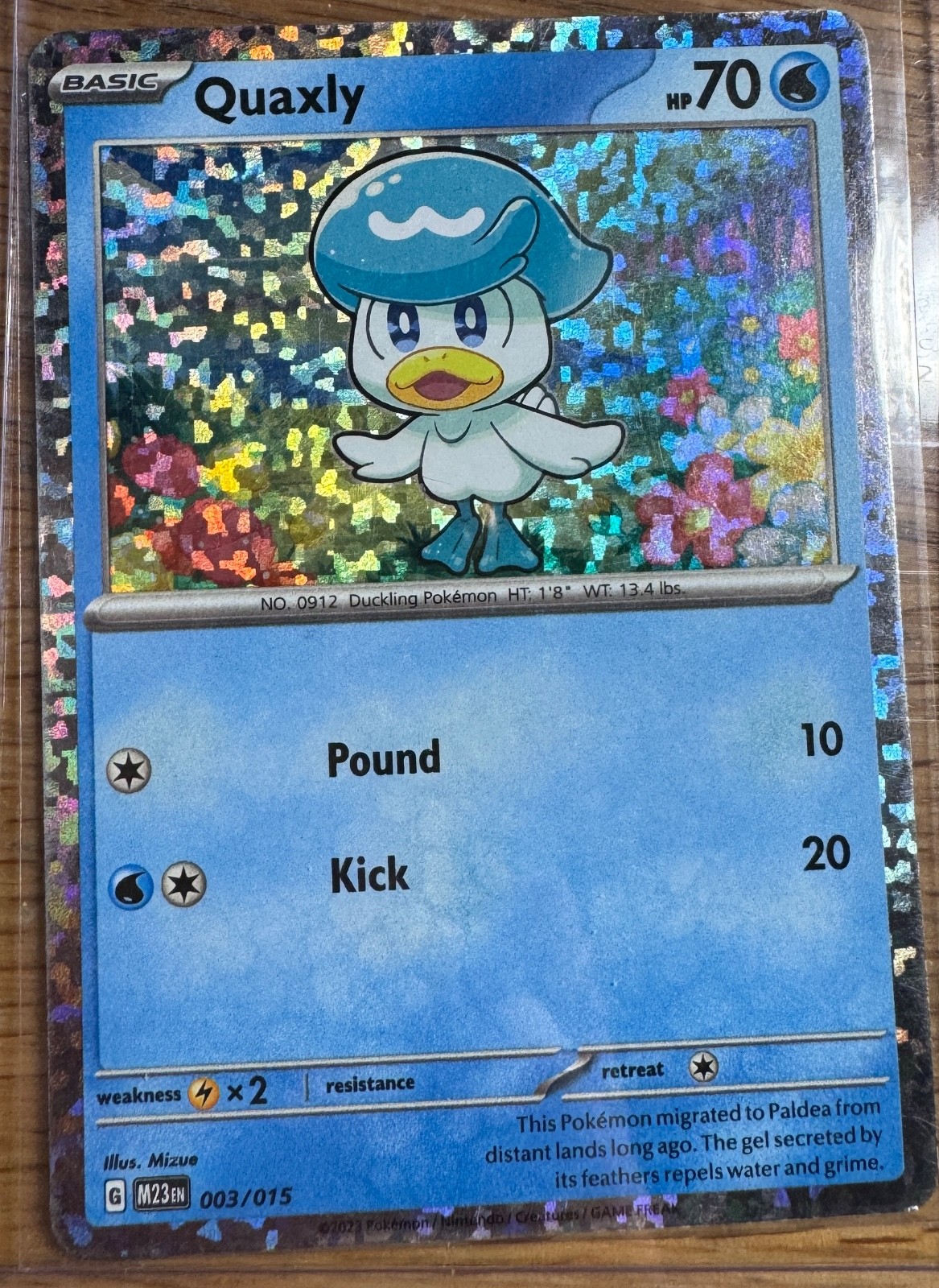 Quaxly 003/015 McDonald's 2023 Holo TCG Pokemon Card Damaged