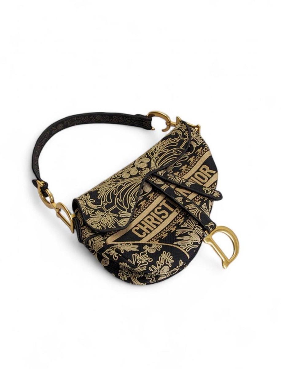 Dior Saddle Bag Blue Oblique Oriental Embroidery Leather Handbag
