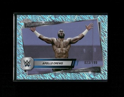 2025 Topps Chrome WWE Apollo Crews #114 Aqua Shimmer Refractor /199