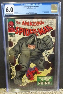 AMAZING SPIDER MAN #41 CGC 6.0 1st App RHINO! STAN LEE Story 1966 MARVEL