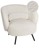 Sessel Bouclé Creme Weiß Mit Schwarzen Beinen Gepolstert Glamour Design Makela