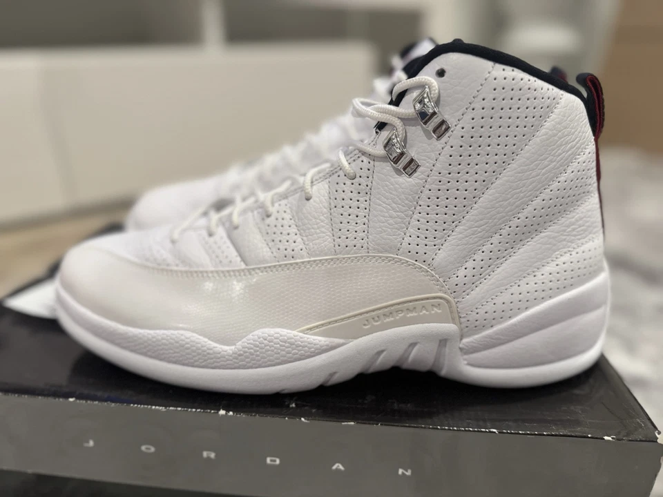 Air Jordan 12 Retro Rising Sun Talla 11 (2009) Blanco Rojo Universitario Negro 130690-613 Foto 3 de 4