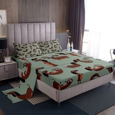 Dachshund Bed Sheets Kids Cute Sausage Dogs Sheet Set Cartoon Animal Bedding ...