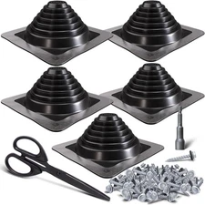 #3 Metal Roof (Pipe OD 1/4" to 5"), Black - Square Base (5 PCS)