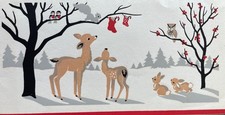 Medias familiares de ciervos silueta bosque ardillas años 50 búho de colección tarjeta de Navidad usada