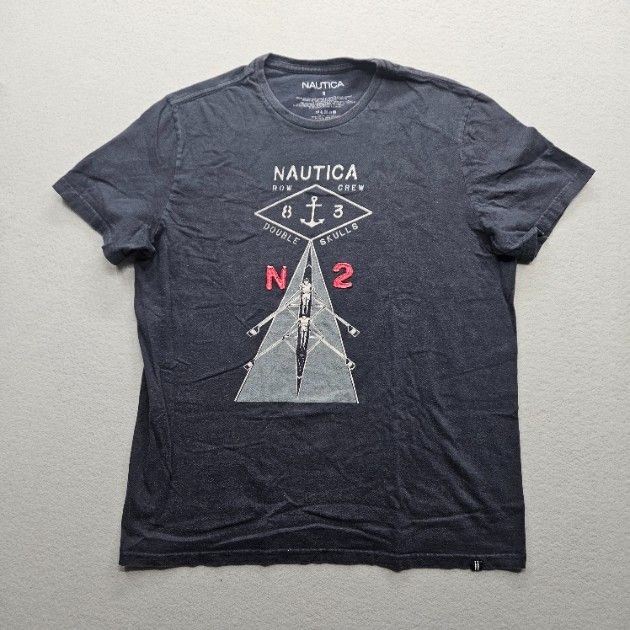 FILA T shirt Nautica uomo taglia small nera grafica girocollo canottaggio grafica