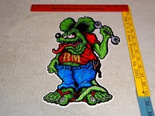 VINTAGE RAT FINK MECHANIC W/ WRENCH 12" METAL GASOLINE OIL RAT FINK ED ROTH SIGN