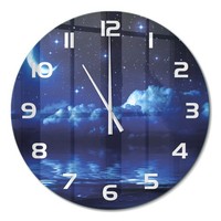 Runde Glasuhr Runde Glas-Wanduhr Aus Glas Nachthimmel WeißE Zeiger Fi60 Cm