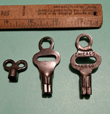 Three Vintage Roller Skate Key Antique metal keys lot of 3