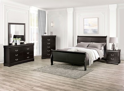 Full Size 3pc Bed Set Black Finish Transitional Style Bedroom Furniture