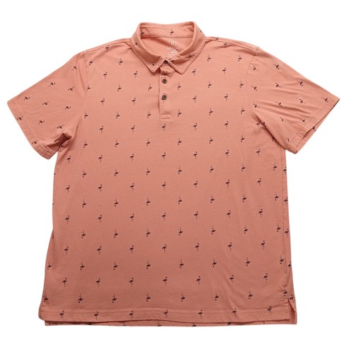 George Polo Shirt L Men's Orange Flamingos Cotton Blend