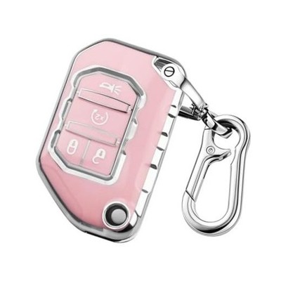 for Jeep Key Fob Cover, Key Case Protector with Keychain Fit for Jeep A:pink