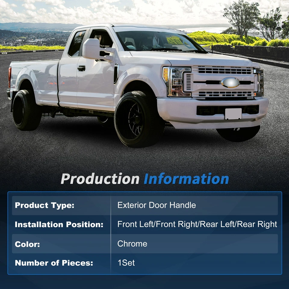 Chrome Exterior Door Handle Set for Ford F250 F350 1999-2016 No.7C3Z2522405AA - Image 4 of 4