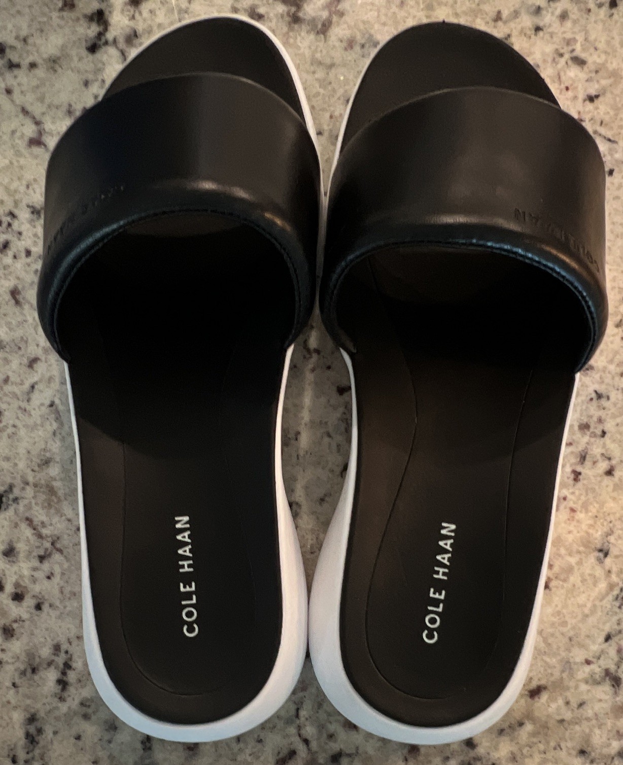 Cole Haan Women’s Leather Slide Sandals Black/White Slip-On US 8 B EU 38.5