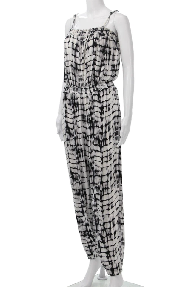 Mono Vince Camuto para mujer negro a rayas cuello cuadrado sin mangas talla M Foto 2 de 4