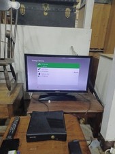 Xbox 360 Slim Console 250GB Cables and Power Supply Tested Working .