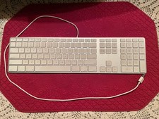 Apple Mac Wired Keyboard USB A Plug and Play A1243 Ultra Slim Silver White