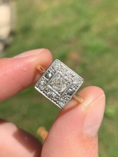 18Ct Gold & Platinum Victorian Old Cut Diamond Cluster Ring 3.9 Grams