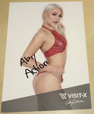 Aby Action Original signierte Autogrammkarte Erotik Model Autogramm Karte #18