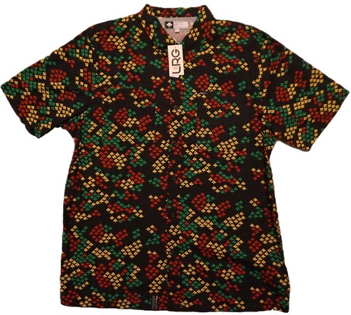 Threadbare Button-Up Shirt Black/Floral Print Men's XL Short