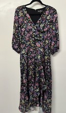 Sam Edelman Black Floral Long Sleeve V-Neck Dress Black Size 4 #30